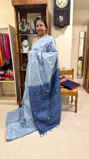 Painted Tussar Bark Saree