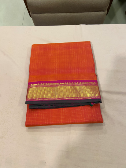 Small Checks Ahimsa Silk Saree