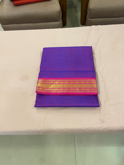 Small Checks Ahimsa Silk Saree