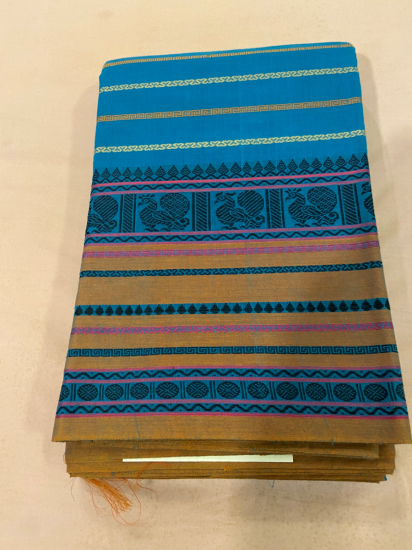 Cotton 6 Yards Striped Saree