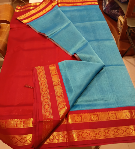 Double Pettai Korvai Silk Cotton Saree